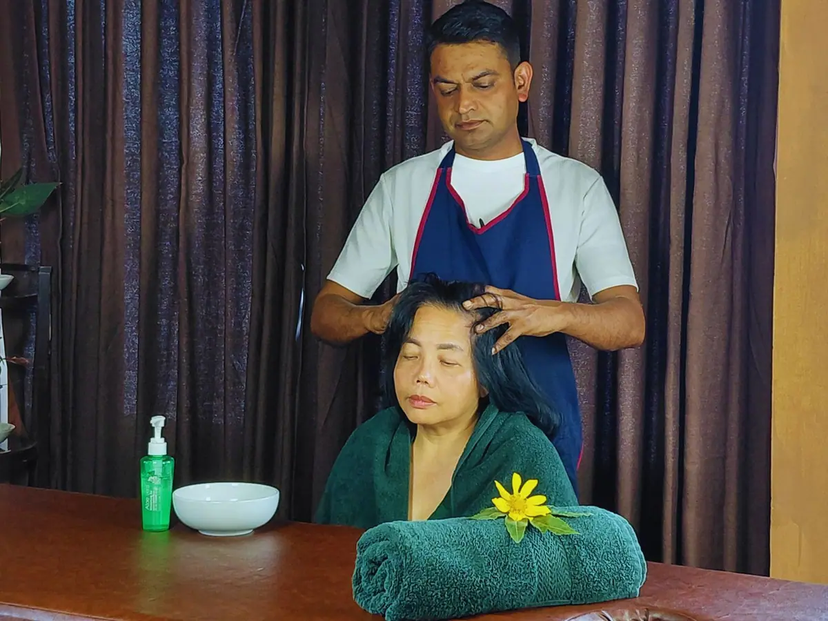 Ayurvedic head massage at The Mist.
