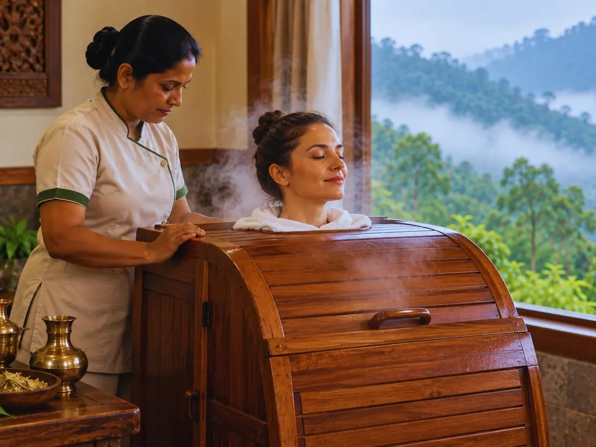 Herbal steam bath treatment at The Mist.